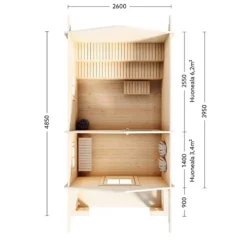 Bastu Luoman Tulilampi 10,3 m² Fristående Utebastu med Sadeltak & Dubbla Rum
