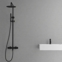 Blandarpaket Scandtap Takduschset Steel Pleasure 2 med Tvättställsblandare Voyage Coal