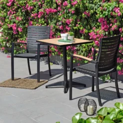 Caféset LifestyleGarden Panama 2x stapelbara karmstolar & bistrobord