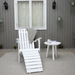 Däckstol Baltic Garden Kungsholm med FotpallVit