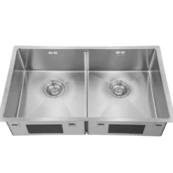 Diskho Lavabo Kubus 740 Soft Slim Rostfri Dubbel med Korgventil & Vattenlås