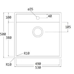 Diskho Lavabo Nexus 60 Rostfri 530 mm Enkel med Korgventil & Vattenlås