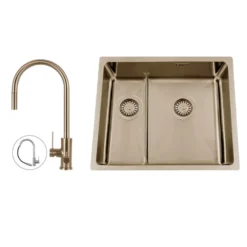 Disklåda Nordic Tech Titan 53 KHX Nickel med Köksblandare Steel Accent D