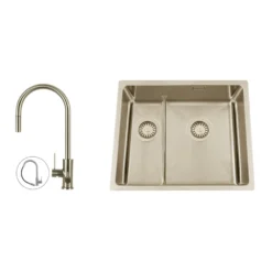Disklåda Nordic Tech Titan 53 KHX Nickel med Köksblandare Steel Accent D