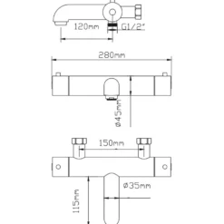 Dusch- och Badkarsblandare Strand Stainless Inox G-28A 150 cc