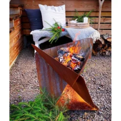 Eldfat Jabo Triangel Inkl Fat Corten 64x64x54 cm