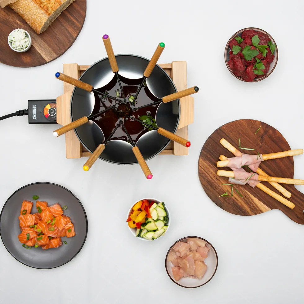 Fondueset Princess Pure Bamboo 1,5L 8 st Pinnar