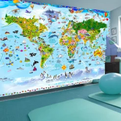 Fototapet Arkiio Självhäftande World Map For Kids
