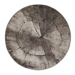 Friezematta KM Carpets Tree Rund Grå