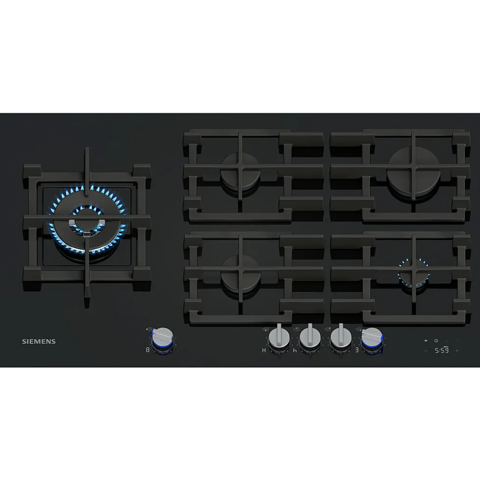 Gashäll Siemens iQ700 med stepFlame Svart 90cm med Smart Uppkoppling