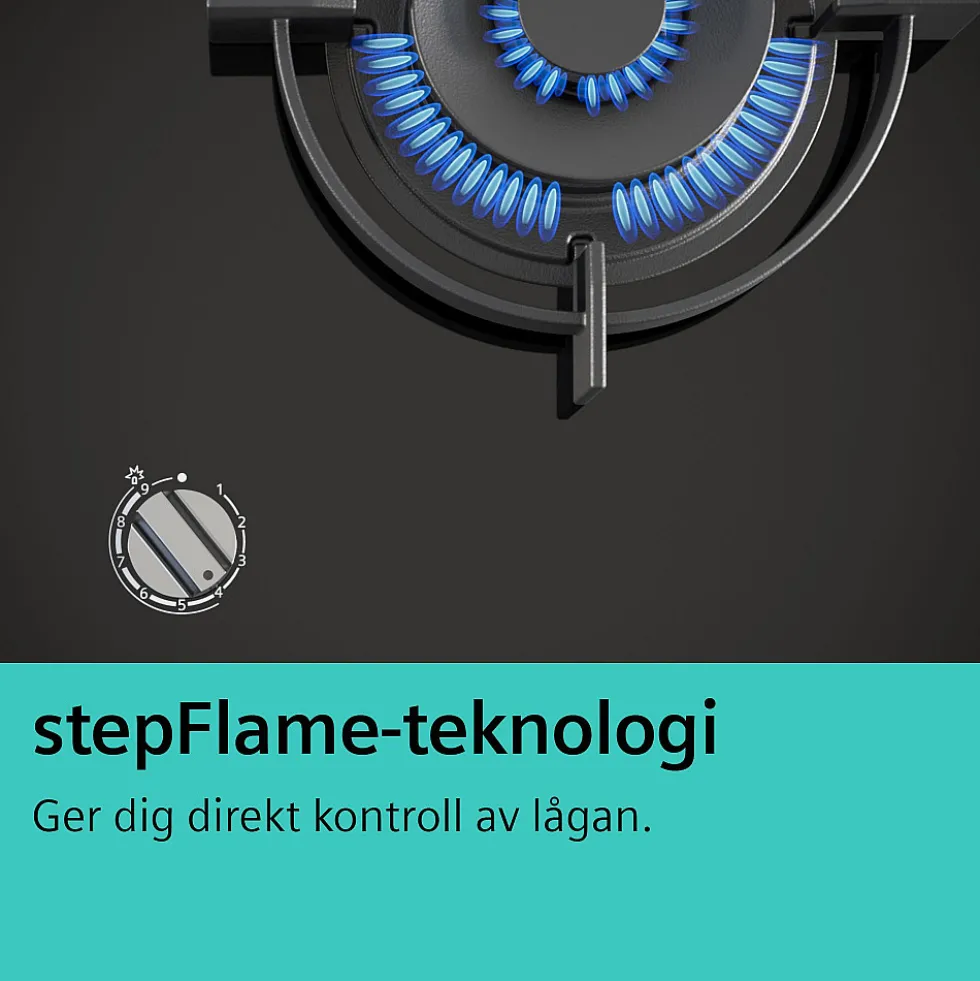Gashäll Siemens iQ700 med stepFlame Svart 90cm med Smart Uppkoppling
