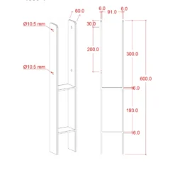 H stolparfot 60 cm - 9x9 cm stolper - för nedgjutning
