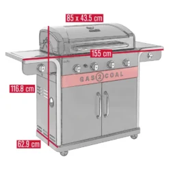 Hybridgrill Char-Broil Gas2Coal 2.0 4B, Gasolgrill/Kolgrill med 4 Brännare