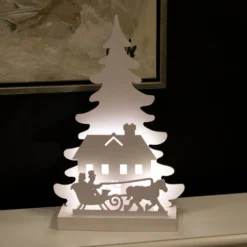 Juldekoration Nordic Winter 3D LED med Slädmotiv