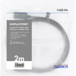 Kabel LogiLinkDisplayPort 1.2 till HDMI 1.4 4K 2 m