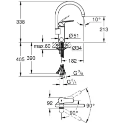 Köksblandare Grohe Eurosmart 31786 Engreppsblandare Diskmaskinsavstängning & Svängbar Pip