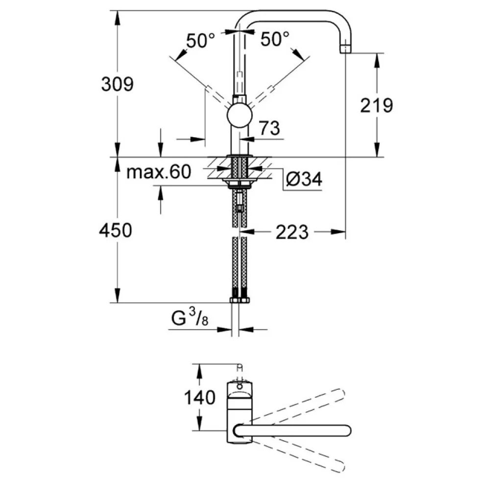 Köksblandare Grohe Minta 32488 Med U-pip