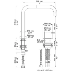 Köksblandare Vola 590 Engreppsblandare Krom Svängbar Pip