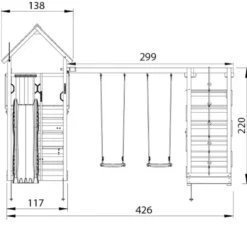 Lektorn Jungle Gym Cabin 2.1 Klättermodul Grön Rutschkana & Sand