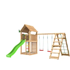 Lektorn Jungle Gym Cabin 2.1 Klättermodul Grön Rutschkana & Sand
