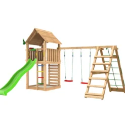 Lektorn Jungle Gym Cabin 2.1 Klättermodul Grön Rutschkana & Sand