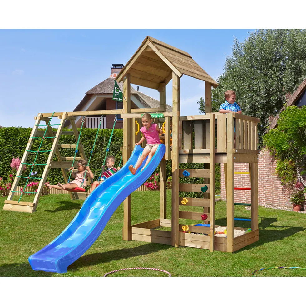 Lektorn Jungle Gym Mansion 2.1 Klättermodul Blå Rutschkana