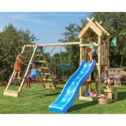 Lektorn Jungle Gym Totem Inkl Klättermodul & Blå Rutschkana