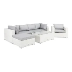 Loungegrupp Comfort Garden Bahamas 5-sits Bord Divan/Bord Utefåtölj Vit Utomhus
