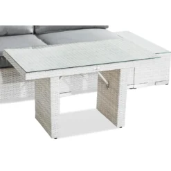 Loungegrupp Comfort Garden Bahamas 3-sits med Dubbla Avslut, Bord 100x60 och Utefåtölj UtomhusVit