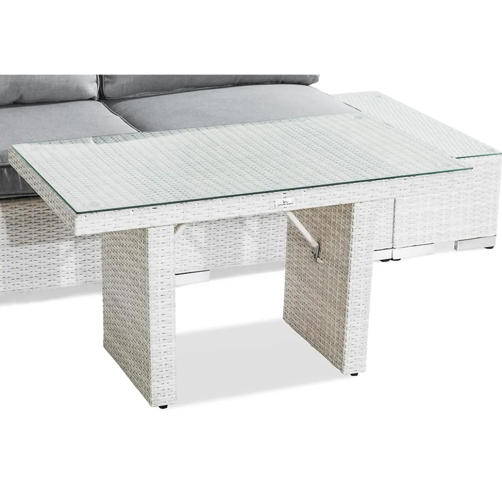 Loungegrupp Comfort Garden Bahamas 3-sits med Dubbla Avslut, Bord 100x60 och Utefåtölj UtomhusVit