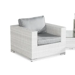 Loungegrupp Comfort Garden Bahamas 3-sits med Dubbla Avslut, Bord 100x60 och Utefåtölj UtomhusVit