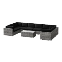 Loungegrupp Comfort Garden Bahamas U-formad utomhus loungegrupp med stängt avslut, 10-sits med bord
