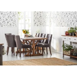 Matgrupp Manor House Lyon Förlängningsbart Matbord & 6 Tuva Stolar Trä/Brun Almträ