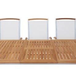Matgrupp Ute Hillerstorp Nydala 6 st Karmstolar med Förlängningsbart Träbord Vit/Teak