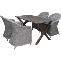 Matgrupp Utomhus Baltic Garden 150 cm bord & 4 Belize grå stolar