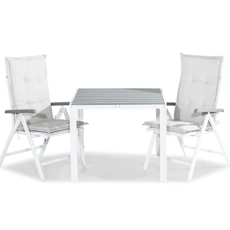 Matgrupp Utomhus Comfort Garden Tunis 90 med 2 PositionsTrädgårdsstolar Monaco LyxOffwhite Dynor