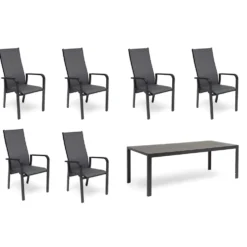 Matgrupp Utomhus Hillerstorp Hånger 6st Positionsfåtöljer med Trädgårdsbord 90x210 cm