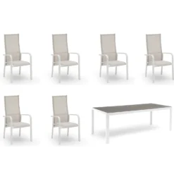 Matgrupp Utomhus Hillerstorp Hånger 6st Positionsfåtöljer med Trädgårdsbord 90x210 cm