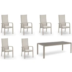 Matgrupp Utomhus Hillerstorp Hånger 6st Positionsfåtöljer med Trädgårdsbord 90x210 cm
