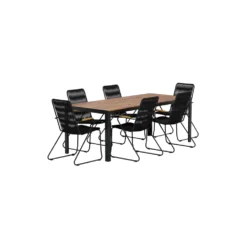 Matgrupp Utomhus Venture Home Bois 90x205 cm med 6 st Bois Trädgårdsstolar