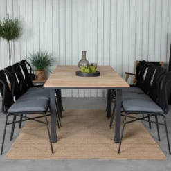 Matgrupp Utomhus Venture Home Mendi med 8 Julle Trädgårdsstolar