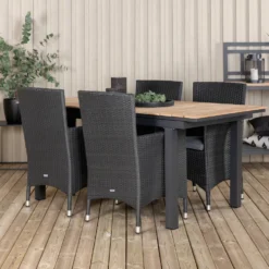 Matgrupp Utomhus Venture Home Meya 160/240 med 4 Milwa Trädgårdsstolar