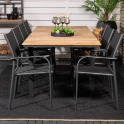 Matgrupp Utomhus Venture Home Meya 160/240 med 8 Siri Trädgårdsstolar