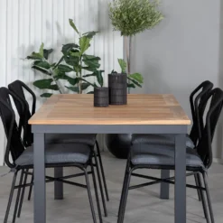 Matgrupp Utomhus Venture Home Perla med 4 Jefferson Stapelbara Trädgårdsstolar