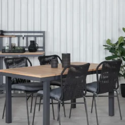 Matgrupp Utomhus Venture Home Perla med 4 Jefferson Stapelbara Trädgårdsstolar