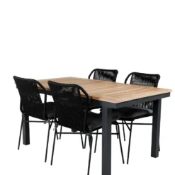 Matgrupp Utomhus Venture Home Perla med 4 Jefferson Stapelbara Trädgårdsstolar