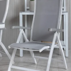 Matgrupp Utomhus Venture Home Vyn med 4 Arz Trädgårdsstolar Vit/Grå