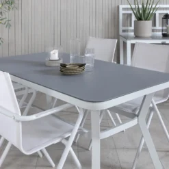 Matgrupp Utomhus Venture Home Vyn Vit med 4 Anve Trädgårdsstolar