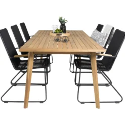 Matgrupp Venture Home Caisa 220 med 6 Berfin Karmstolar