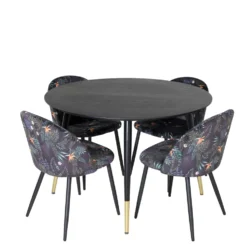 Matgrupp Venture Home Dipp Ø115 cm med 4 Velvet Stolar